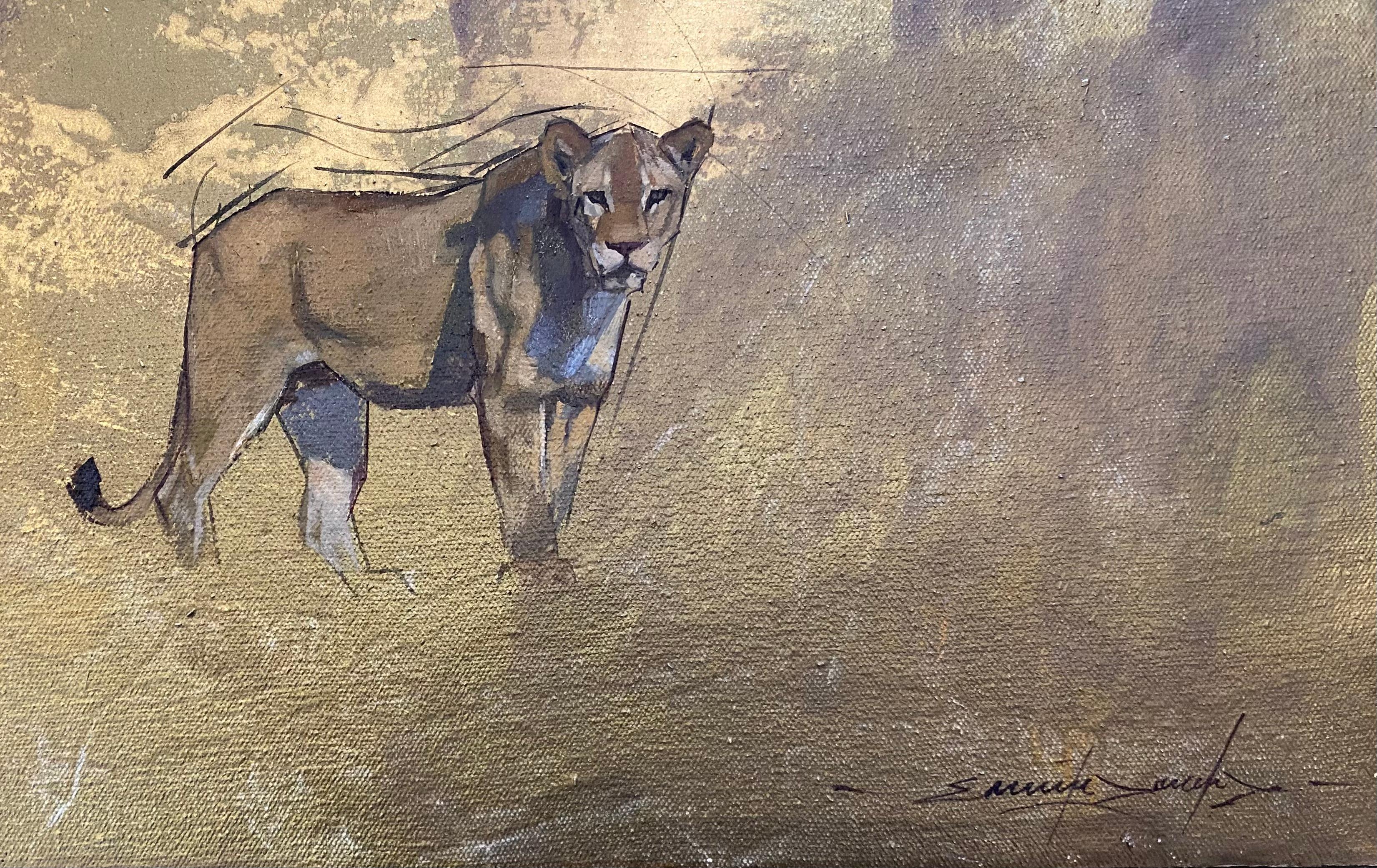 Namibia-Löwin – Painting von Emily Lamb