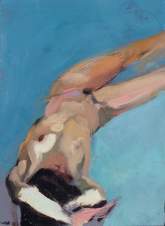 Upside Down Nude - 21st Century, Abstract Impressionist, Figurative Painting