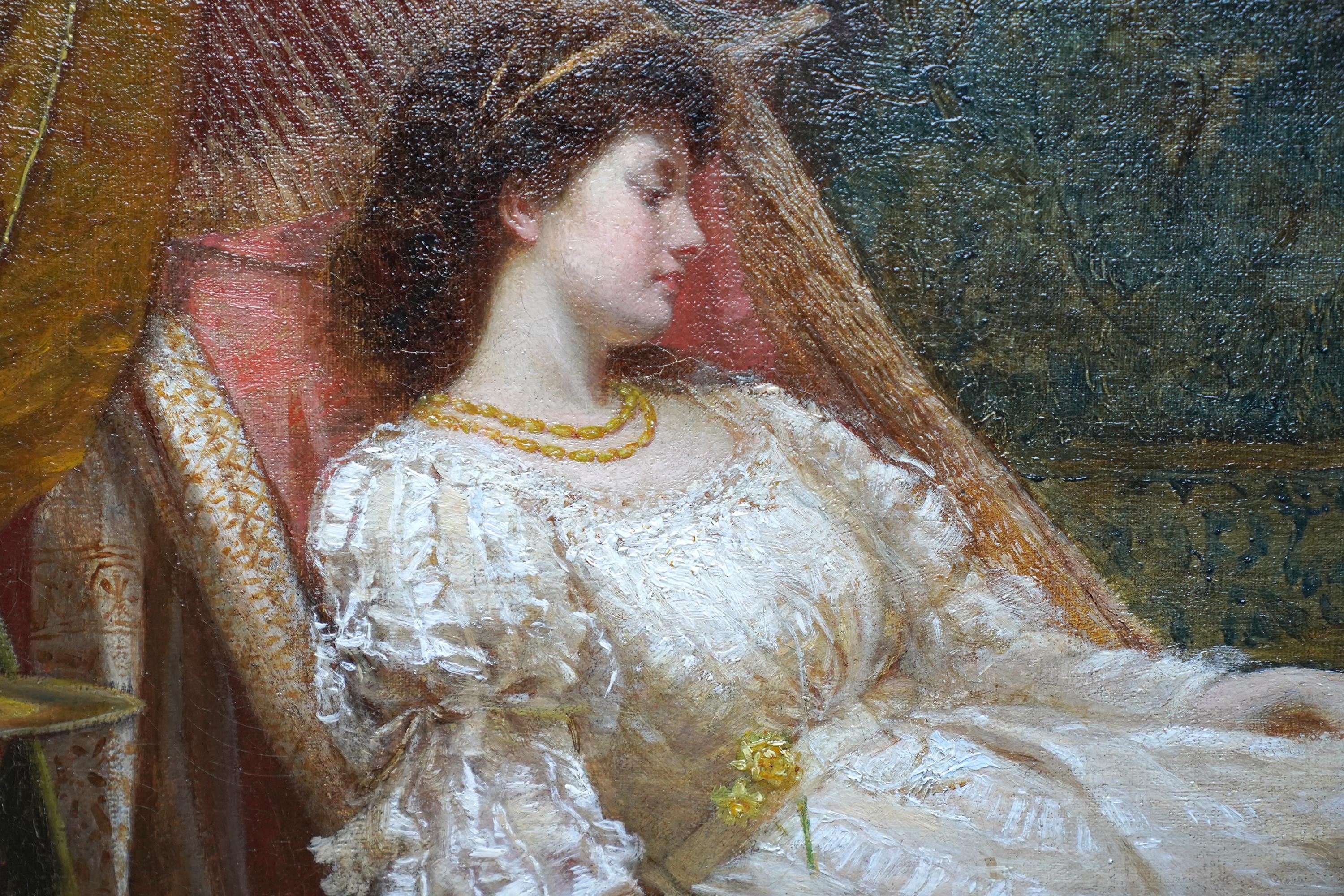 Golden Daydream – britisches viktorianisches, präraffaelitisches Porträt-Ölgemälde, Ölgemälde im Angebot 2