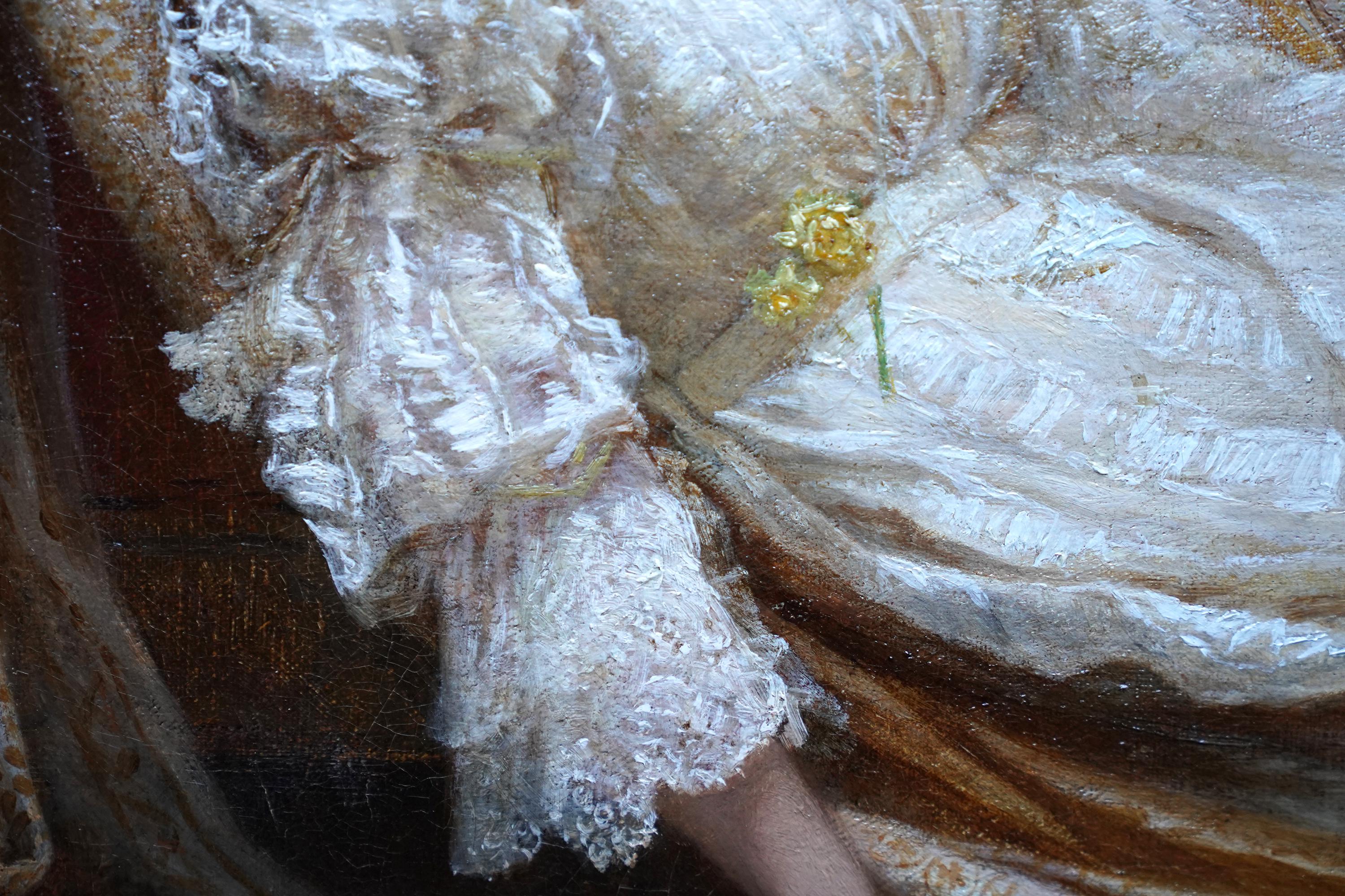 Golden Daydream – britisches viktorianisches, präraffaelitisches Porträt-Ölgemälde, Ölgemälde im Angebot 3