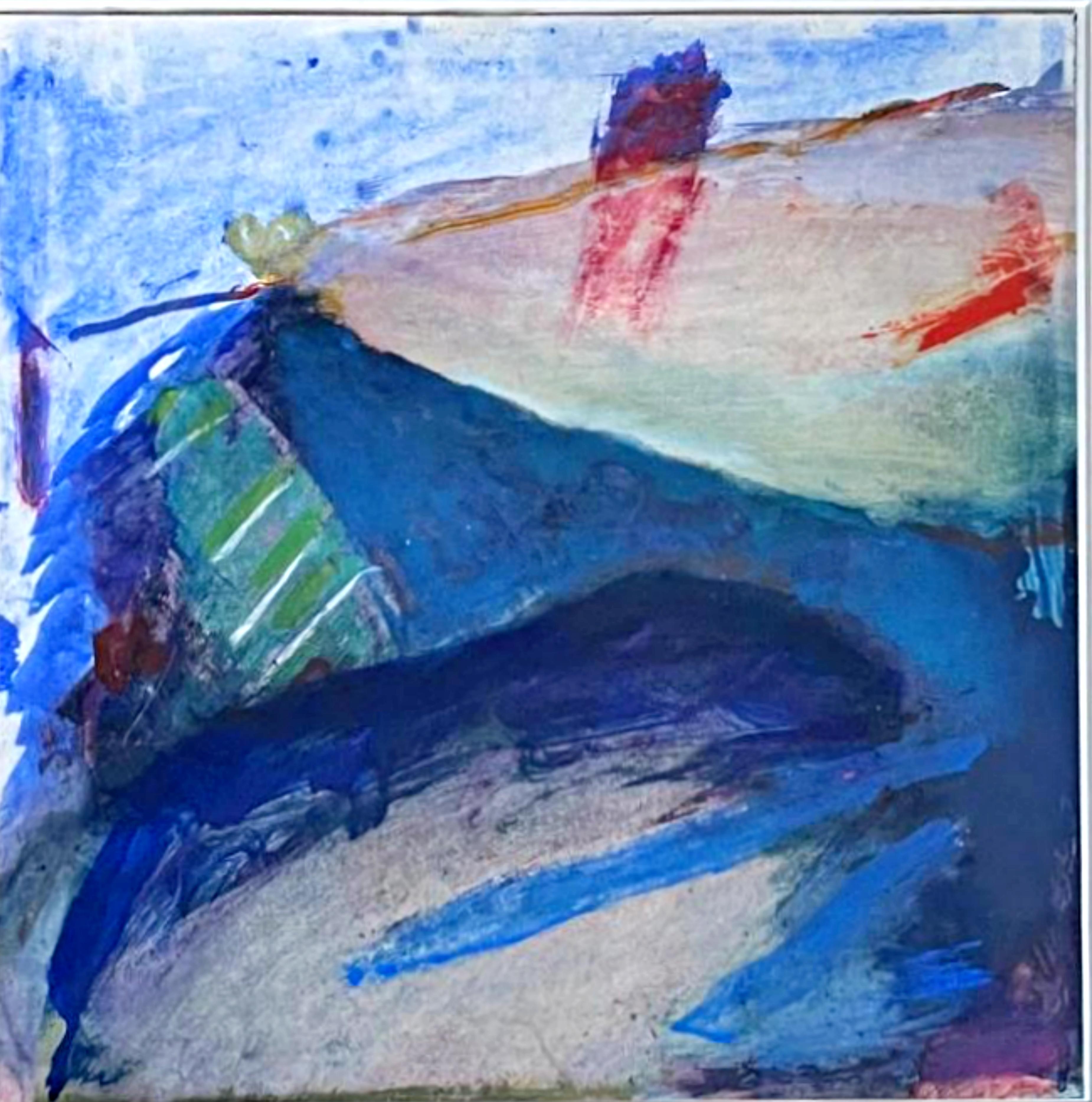 Aground (unique oil on paper painting by renowned female abstract expressionist)