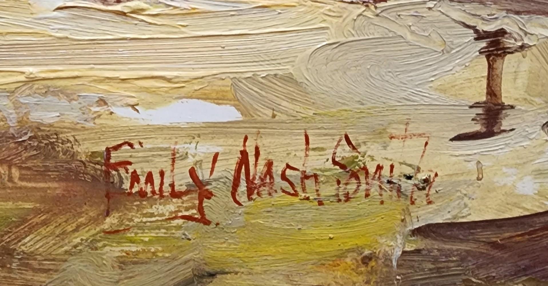 Treno merci solitario, Treno merci, Montagne Occidentali, Artista dell'Indiana/Michigan - Painting di Emily Nash Smith