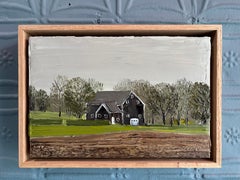 "A Barn Is A Barn" Oil Painting, Farm Landscape, Signed and Framed, 9.25 x 13.25