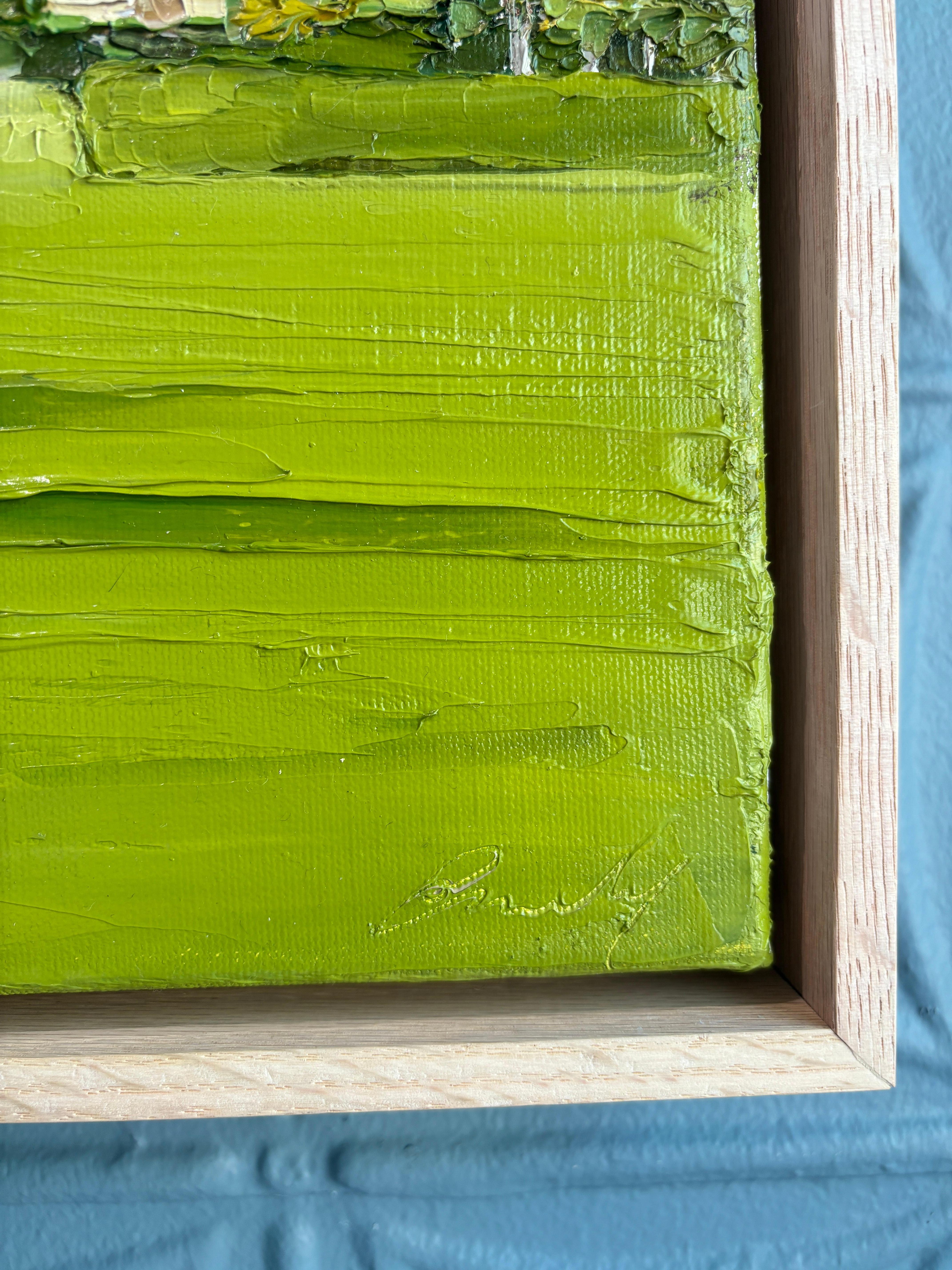 „A Family of Four On Cross Highway“ Impasto-Ölgemälde von Bäumen in Landschaft im Angebot 6