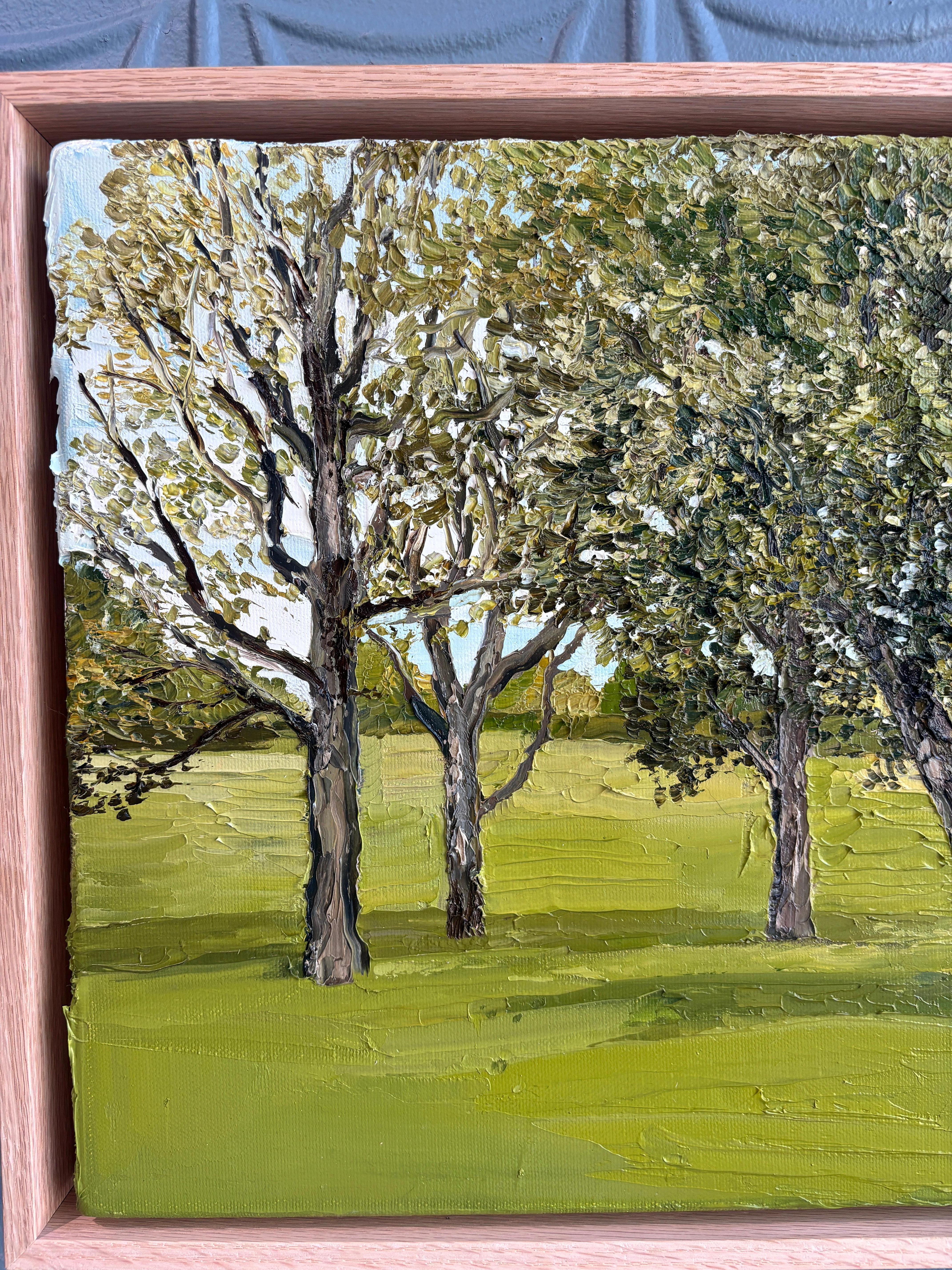 „A Family of Four On Cross Highway“ Impasto-Ölgemälde von Bäumen in Landschaft im Angebot 2