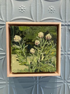 "Artichoke Hold on Me" green & purple contemporary impasto oil still life