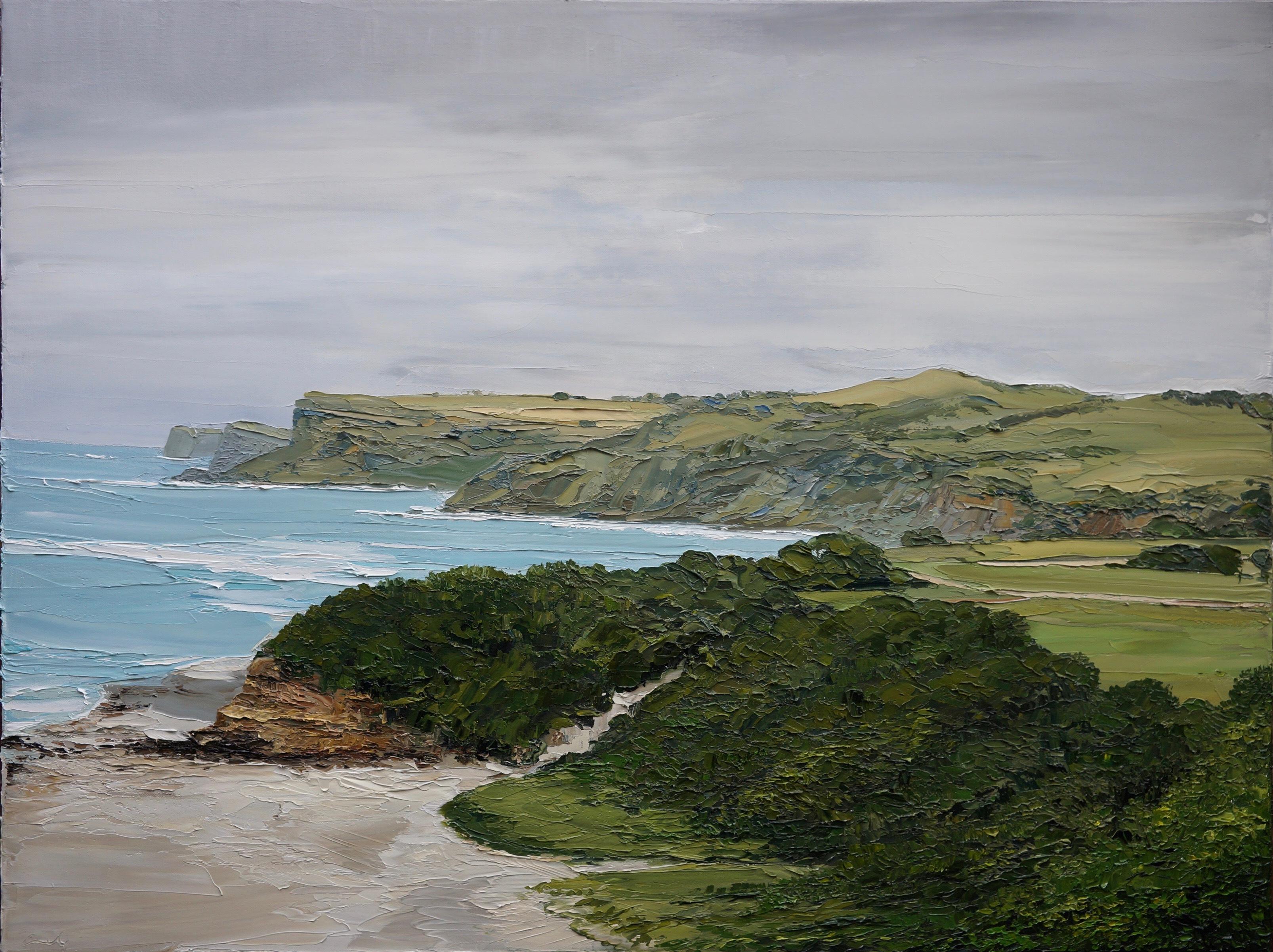 Abstract Painting Emily Persson - "Falaises et nuages" paysage contemporain luxuriant en empâtement de l'État de Victoria, Australie.