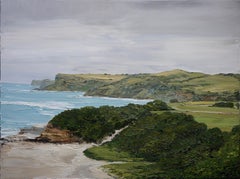 "Cliffs and Clouds" contemporary lush impasto landscape of Victoria, Australia
