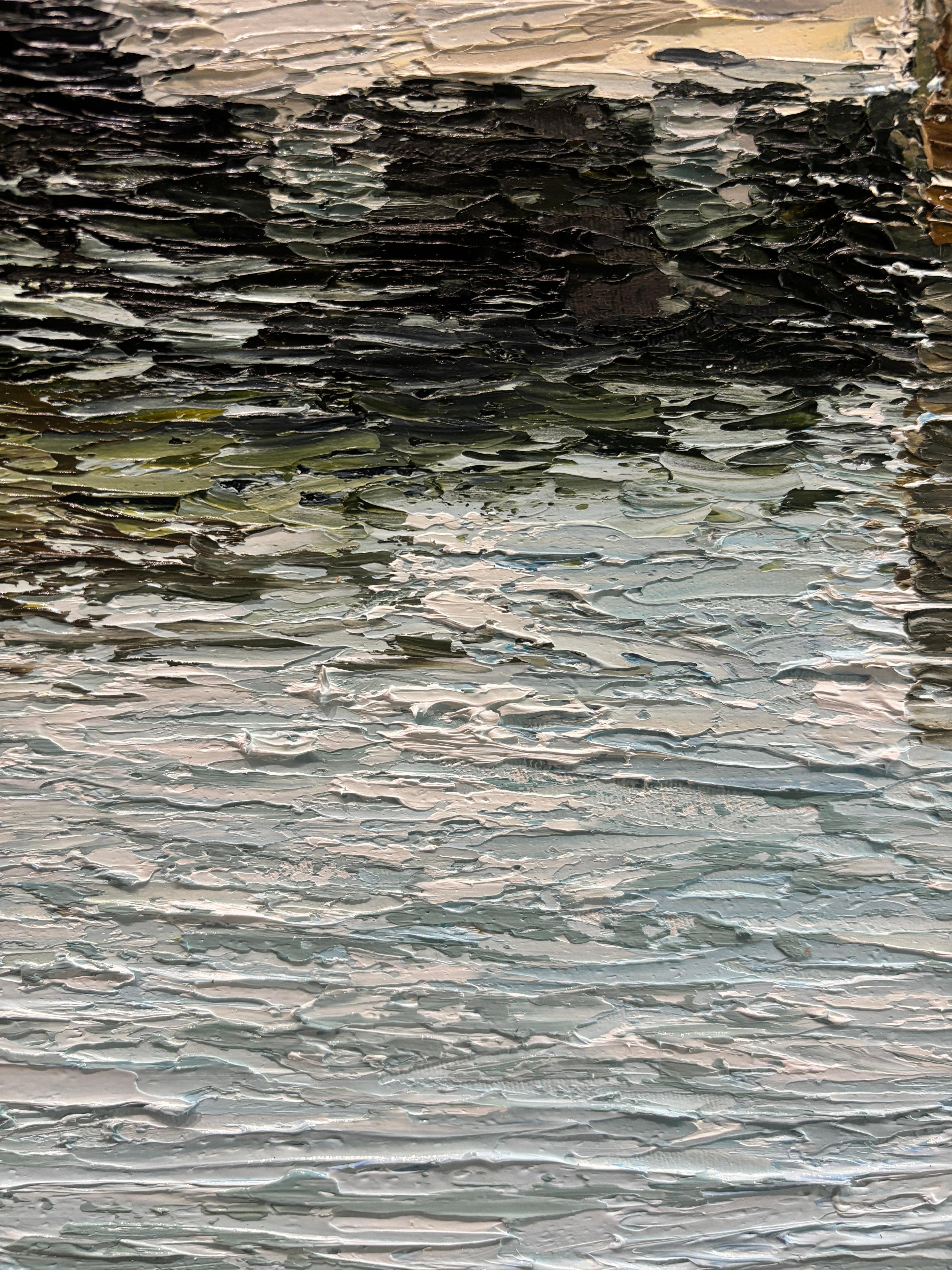 „Dusk Walk Along Marine Park Drive“, Ölgemälde, Boote im Hafen, gerahmt im Angebot 9