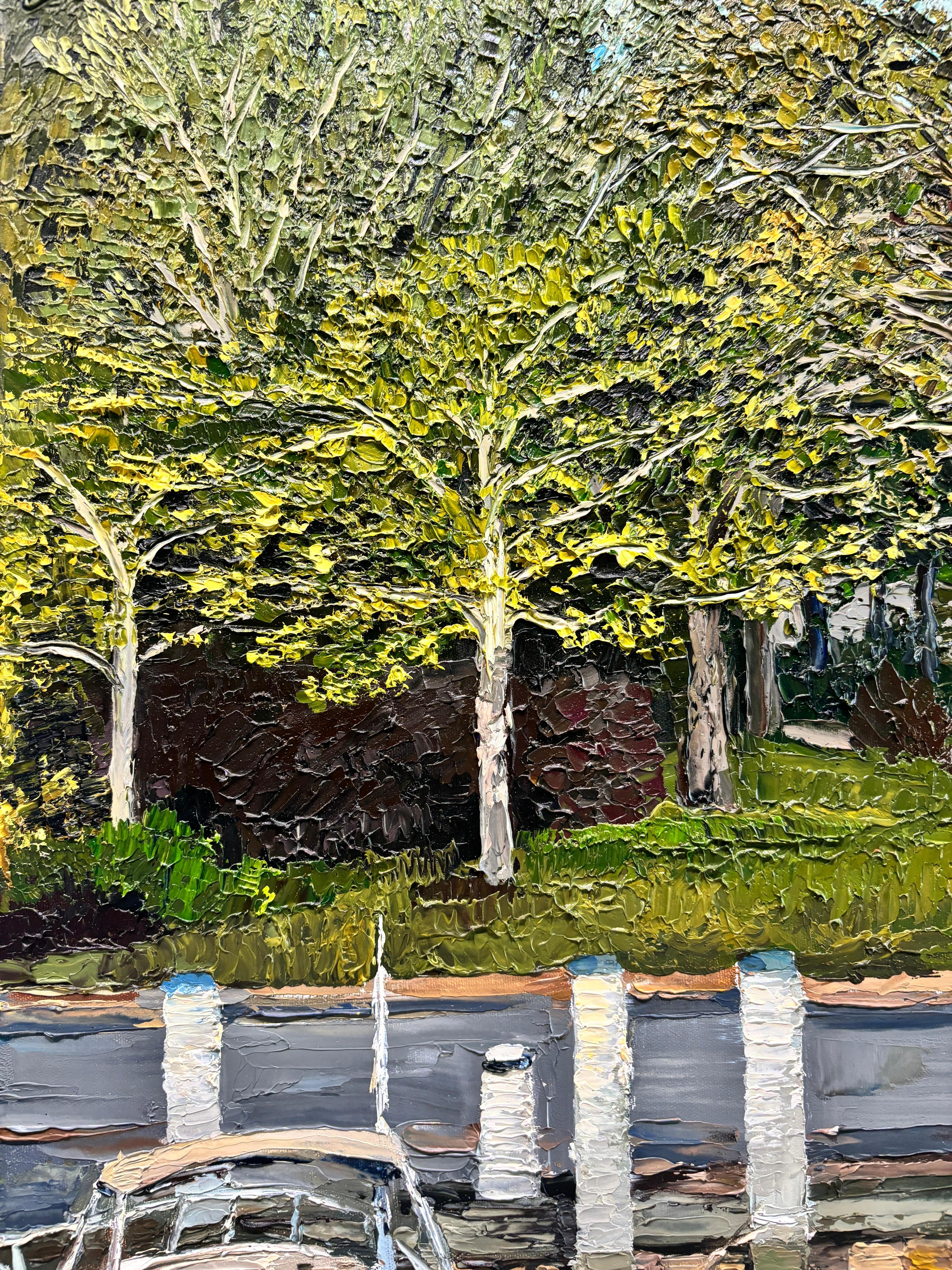„Dusk Walk Along Marine Park Drive“, Ölgemälde, Boote im Hafen, gerahmt im Angebot 4