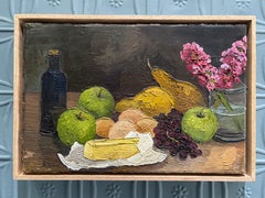 "Obst, Eier und Butter" Ölgemälde, gerahmt, signiert, 12x18 Zoll