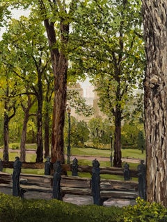 "I Walk In The Park Just To Kill Lonely Hours" oil painting, landscape, framed