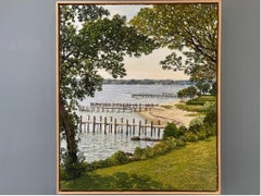 "Island Life" Oil Painting, Coastal Landscape, Impasto Technique, Signed, Framed