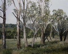 "Tree Line Sublime" peinture à l'huile contemporaine en empâtement d'un paysage de forêt sombre. 