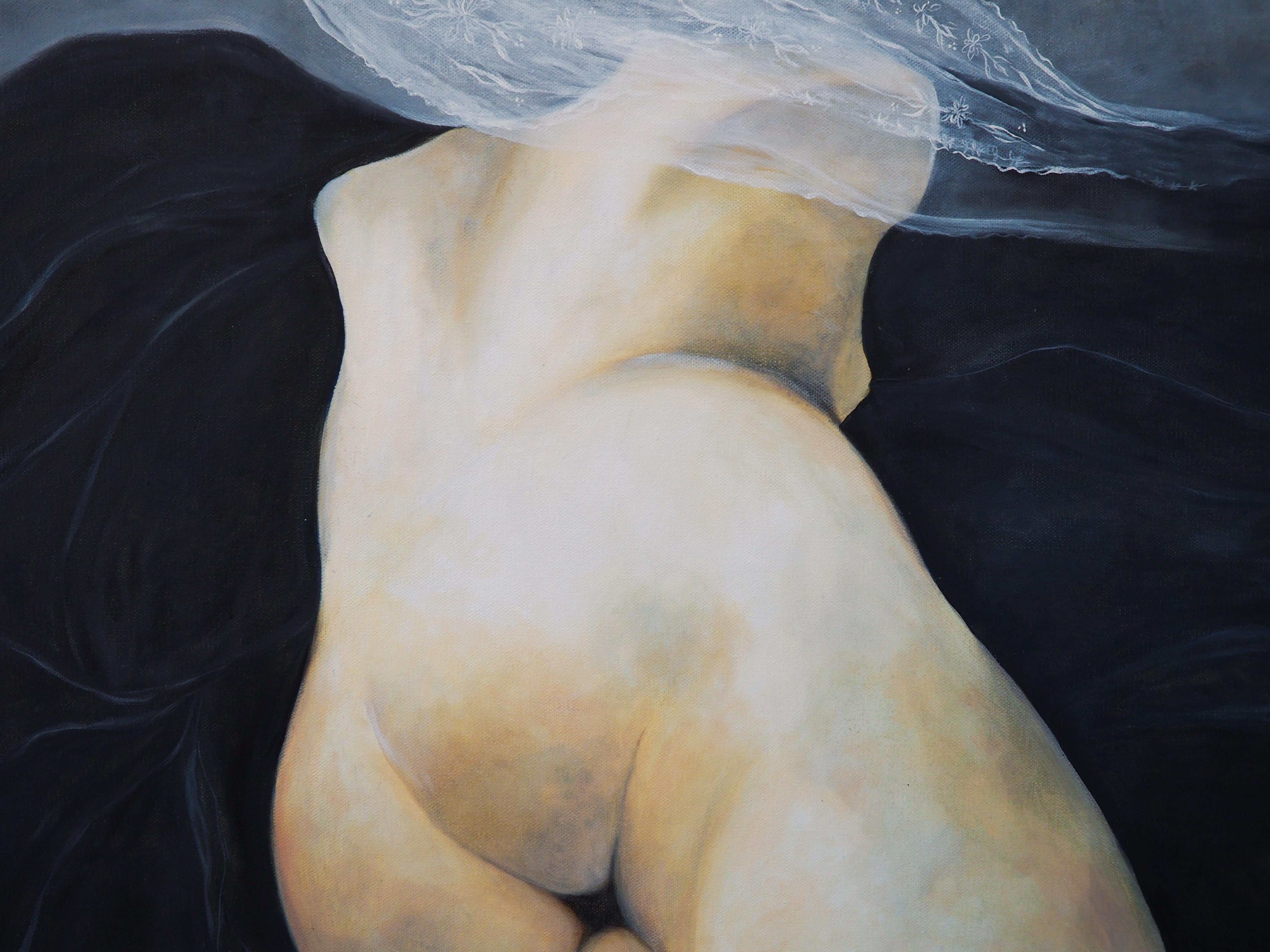 Ohne Titel (Glasblumen), Öl auf Leinwand, 90,9 x 91,4 cm, 2021 – Painting von Emily Pope