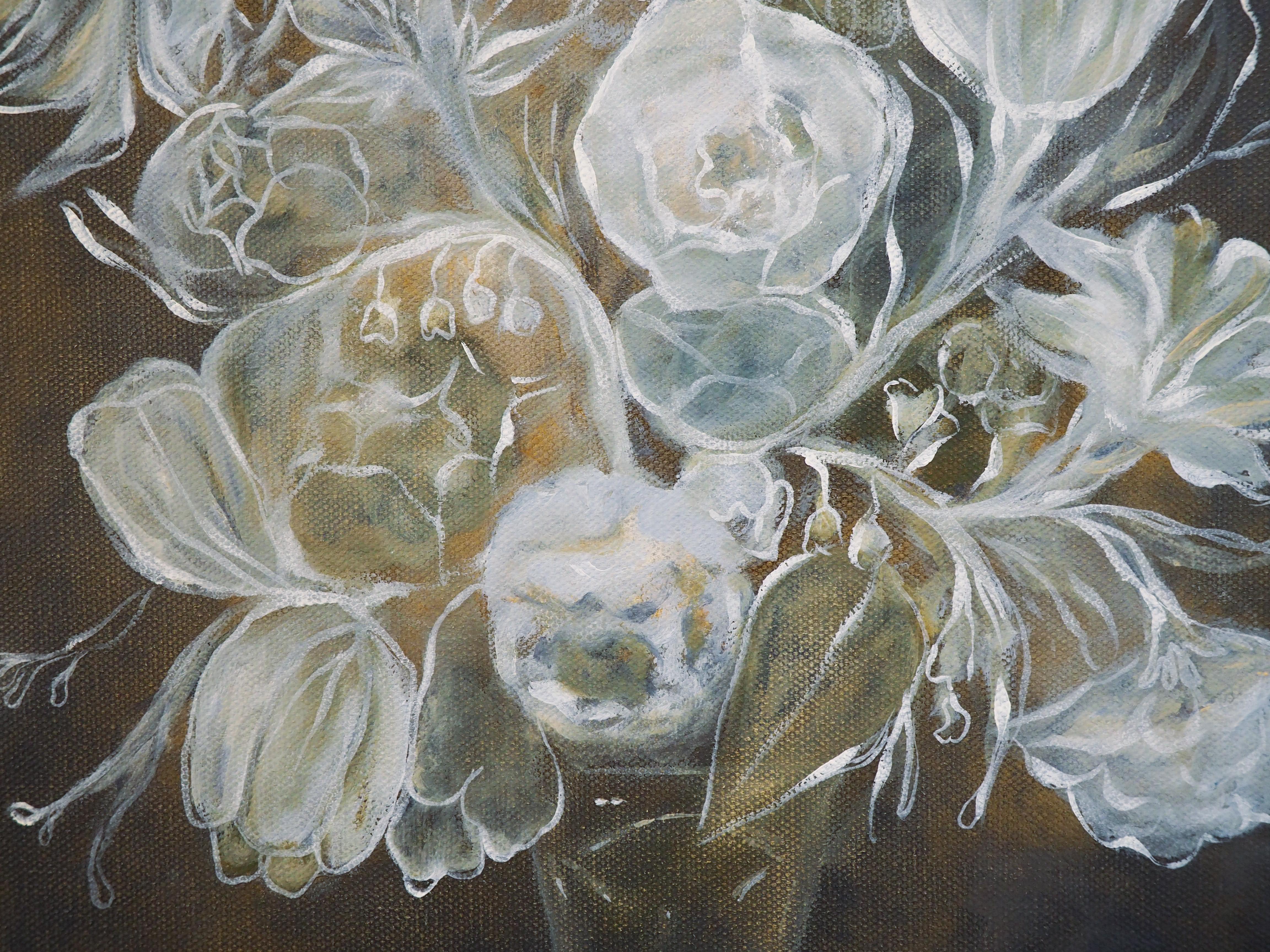 Ohne Titel (Glasblumen), Öl auf Leinwand, 90,9 x 91,4 cm, 2021 (Zeitgenössisch), Painting, von Emily Pope