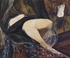 Untitled (slipping out of bed), Oil on Canvas, 76.2x91.4cm, 2021