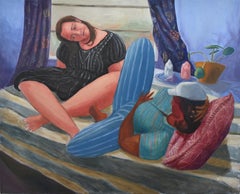 Daybed by Emily Royer, contemporary figurative oil painting on canvas, 25" x 31"