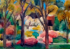 Herbstwald - Abstrakte fauvistische Landschaft aus der Mitte des Jahrhunderts