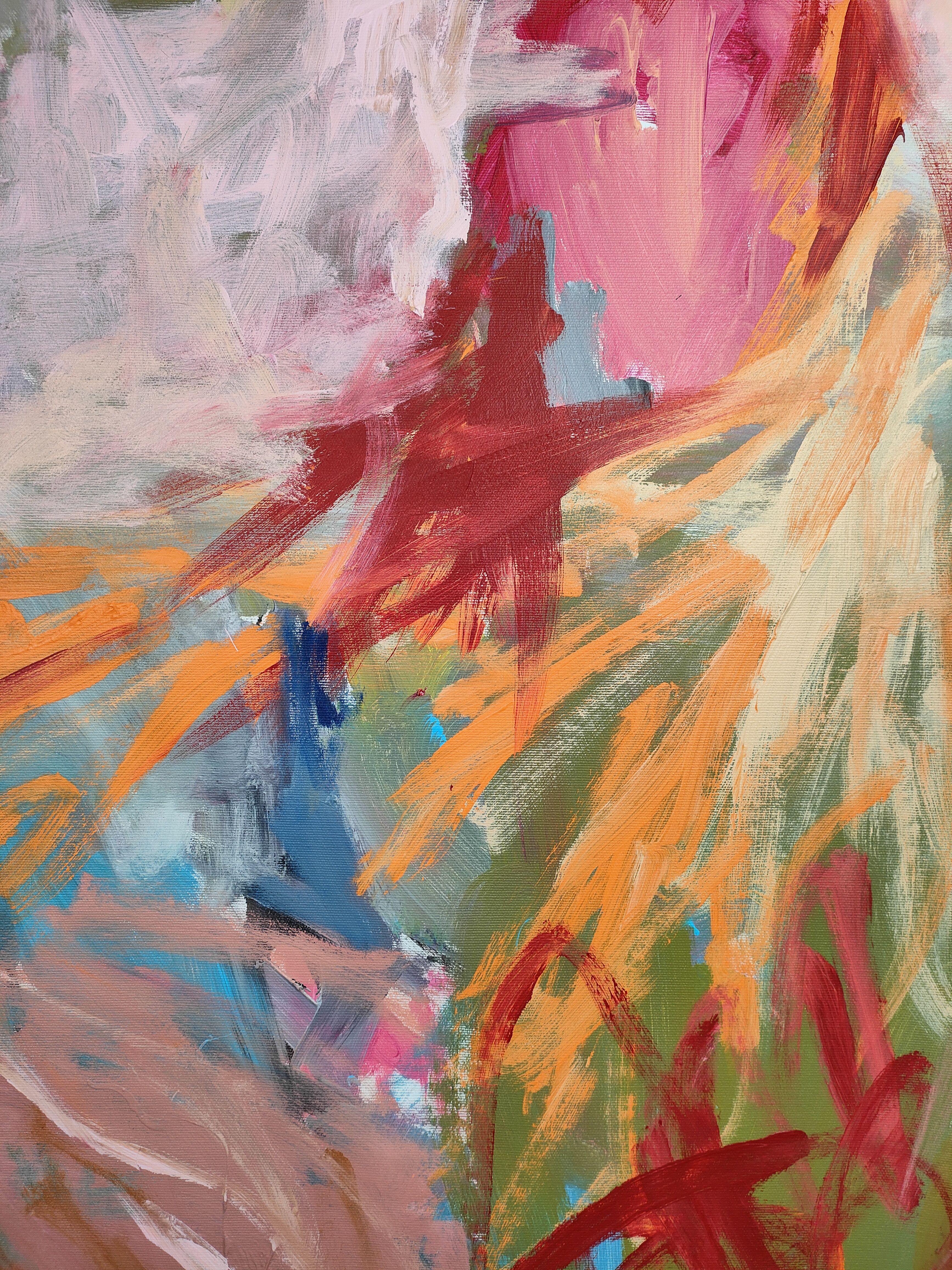 Ein weiterer rosa Tag, Gemälde, Acryl auf Leinwand im Angebot 1