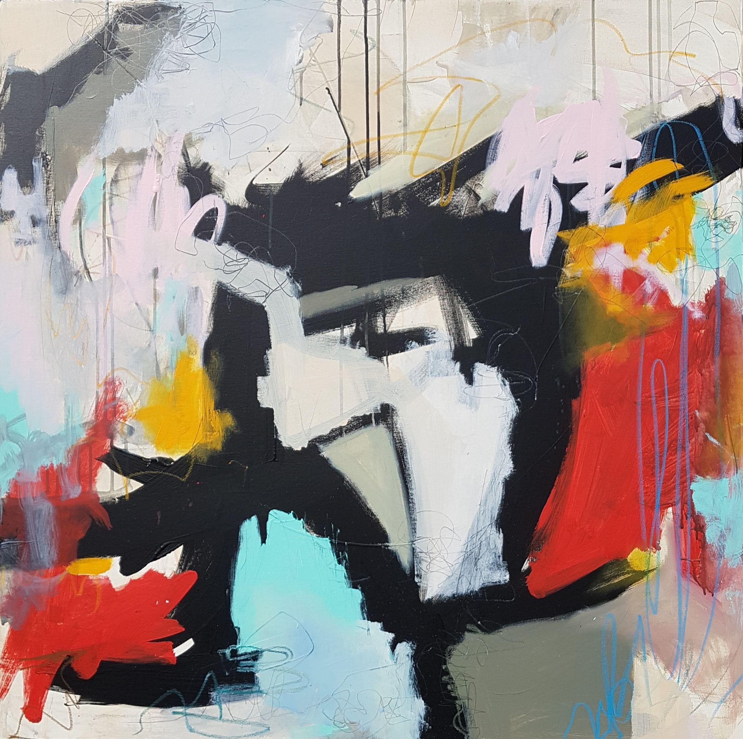 Composition II is part of a serie inspired by the big names of abstract expressionism such as Franz Kline, Willem de Kooning, Joan Mitchell. The composition is made around a black structure, the work has been worked in the four directions and with