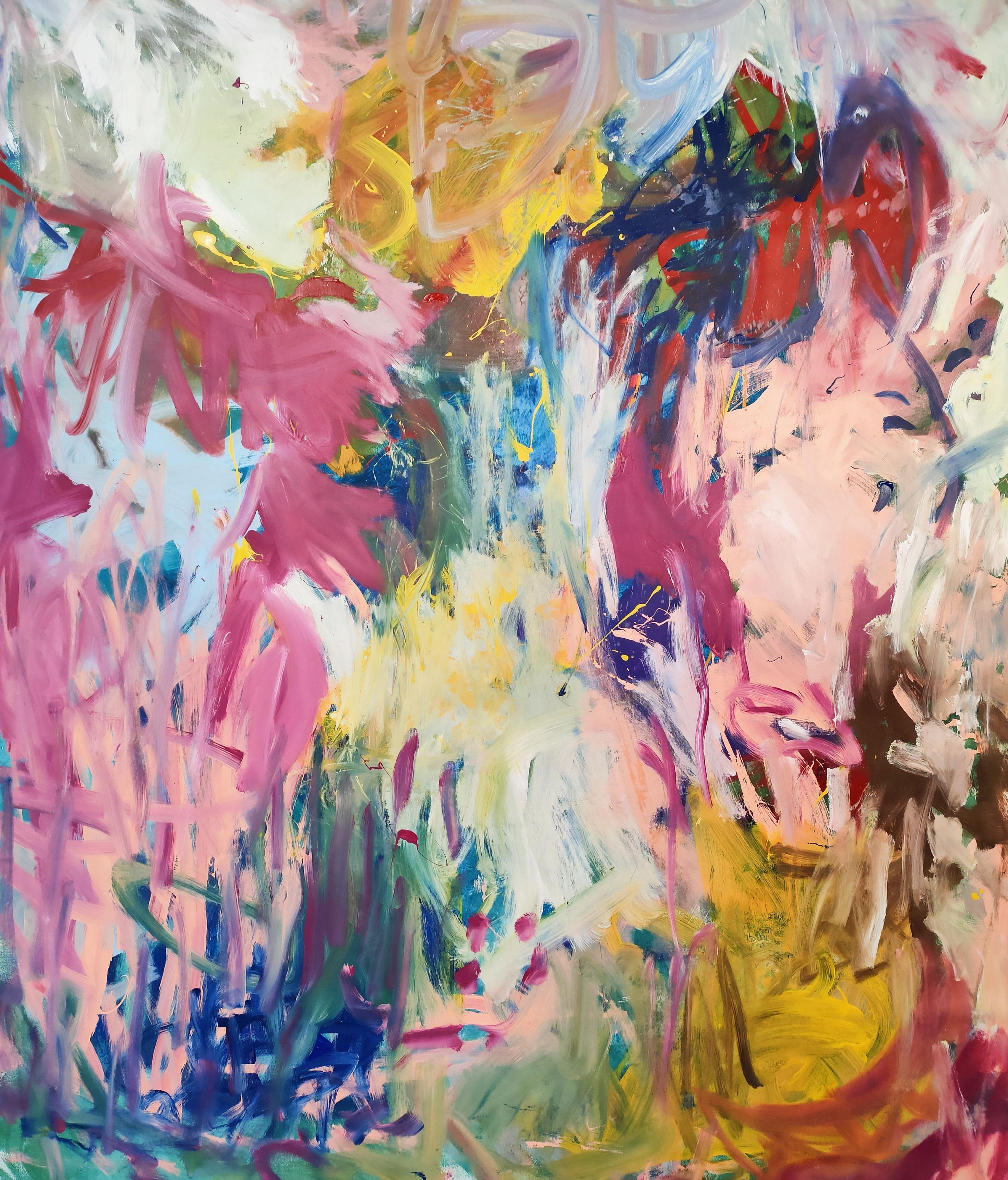 Emily STARCK Abstract Painting - Crazy Flowers, Painting, Acrylic on Canvas
