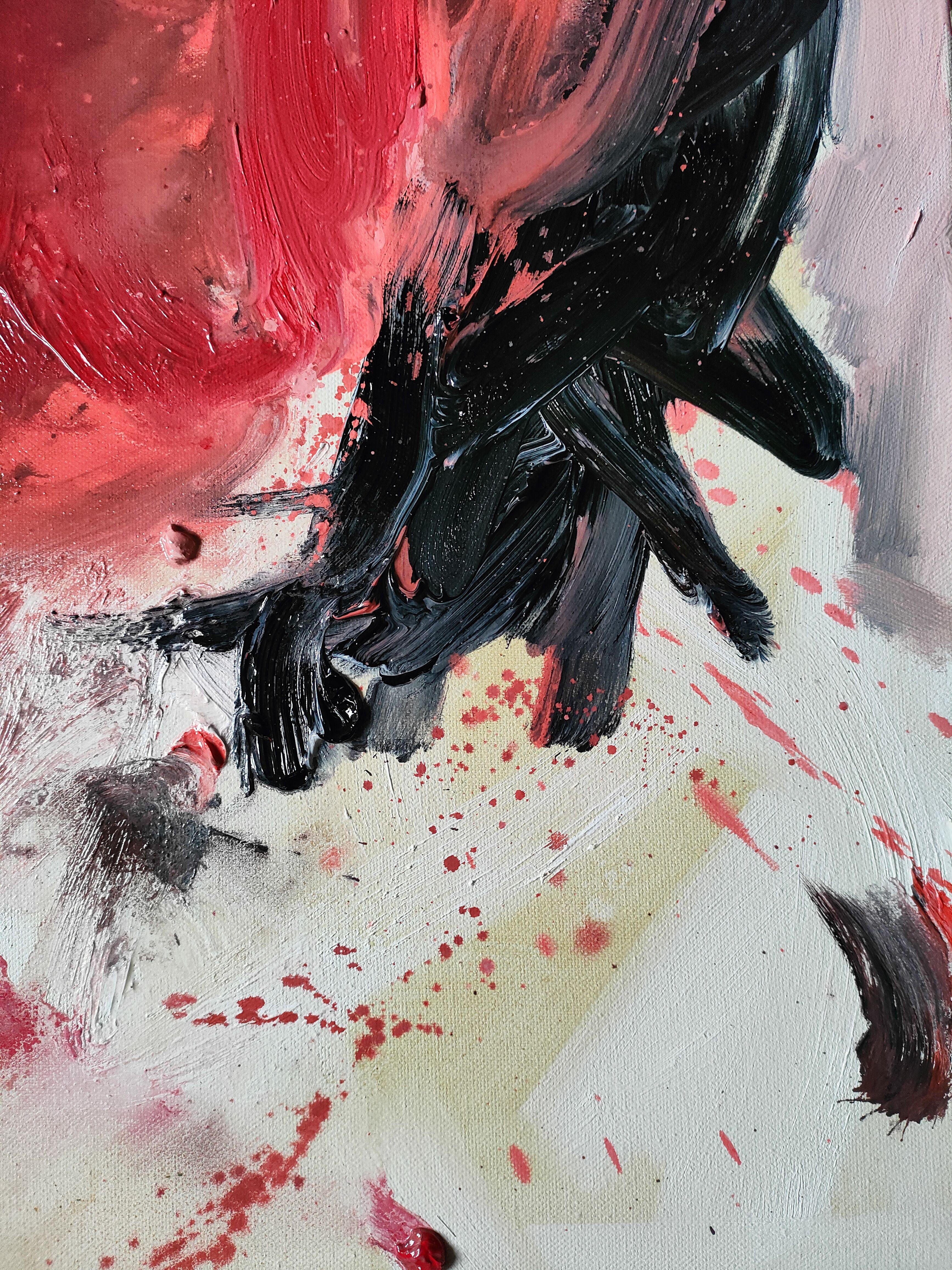 Energie en rouge et noir, Gemälde, Öl auf Leinwand – Painting von Emily STARCK