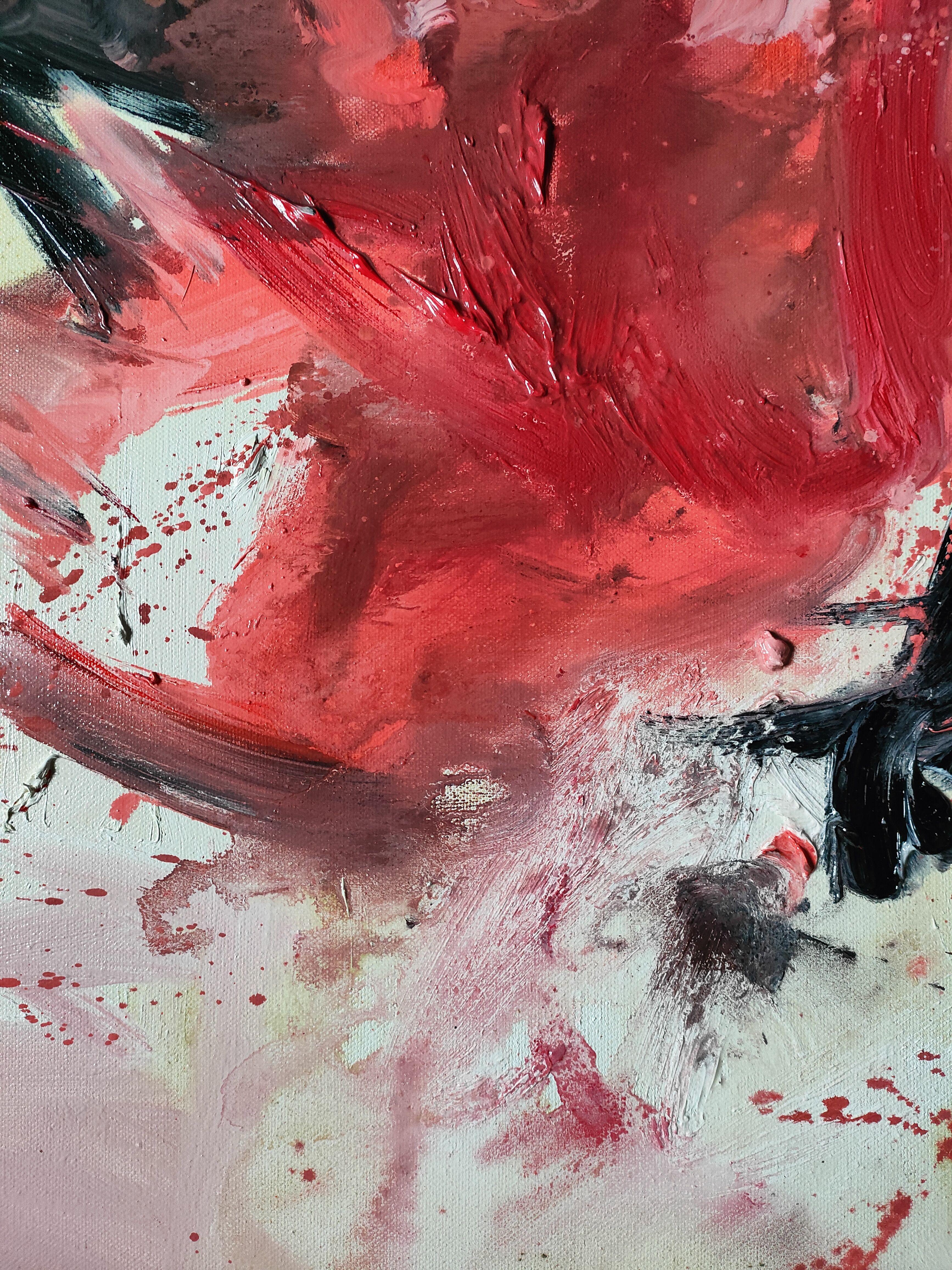 Energie en rouge et noir, Gemälde, Öl auf Leinwand (Abstrakt), Painting, von Emily STARCK
