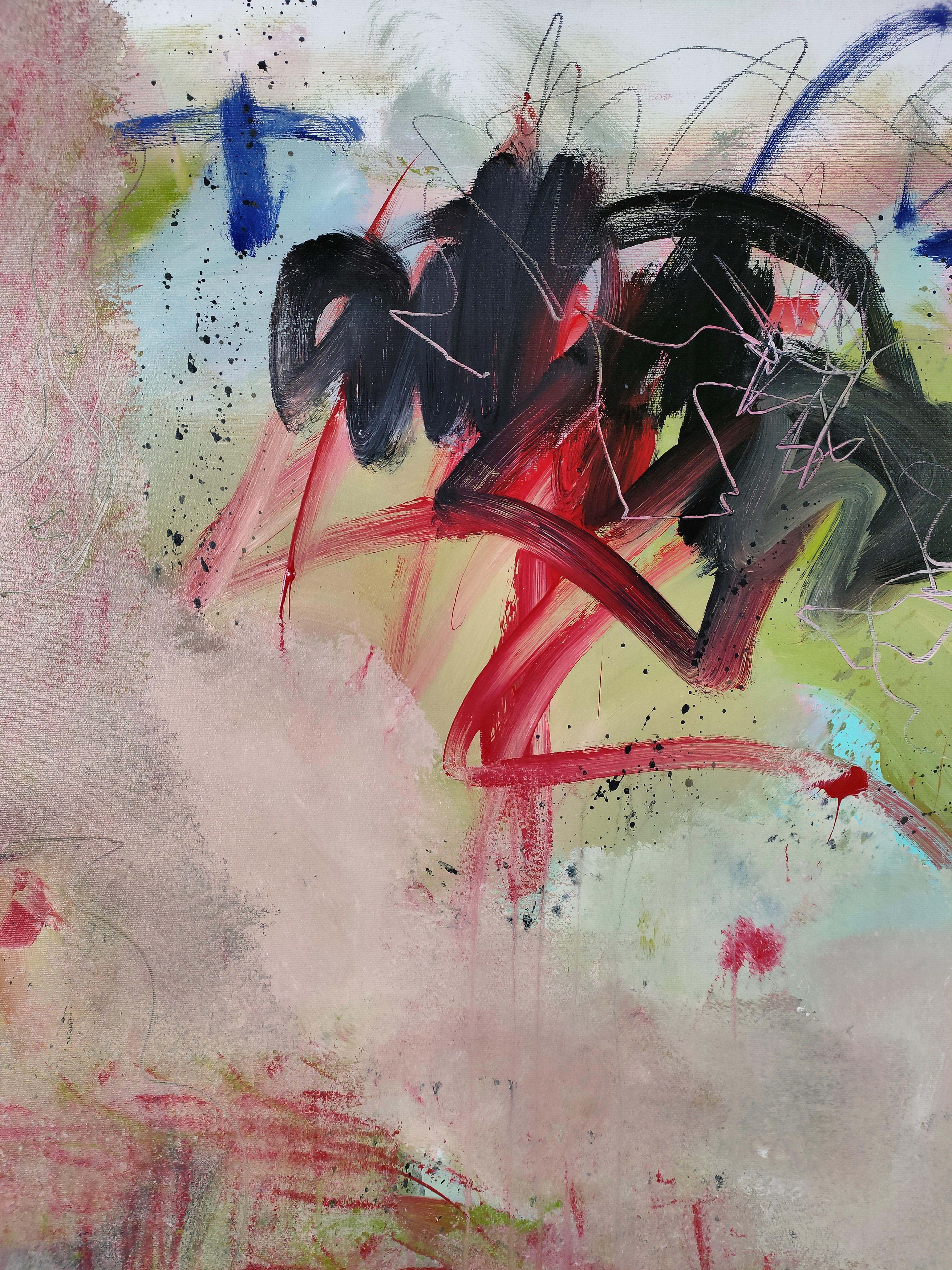 L'Essentiel, Peinture, Acrylique sur Toile - Expressionnisme abstrait Painting par Emily STARCK