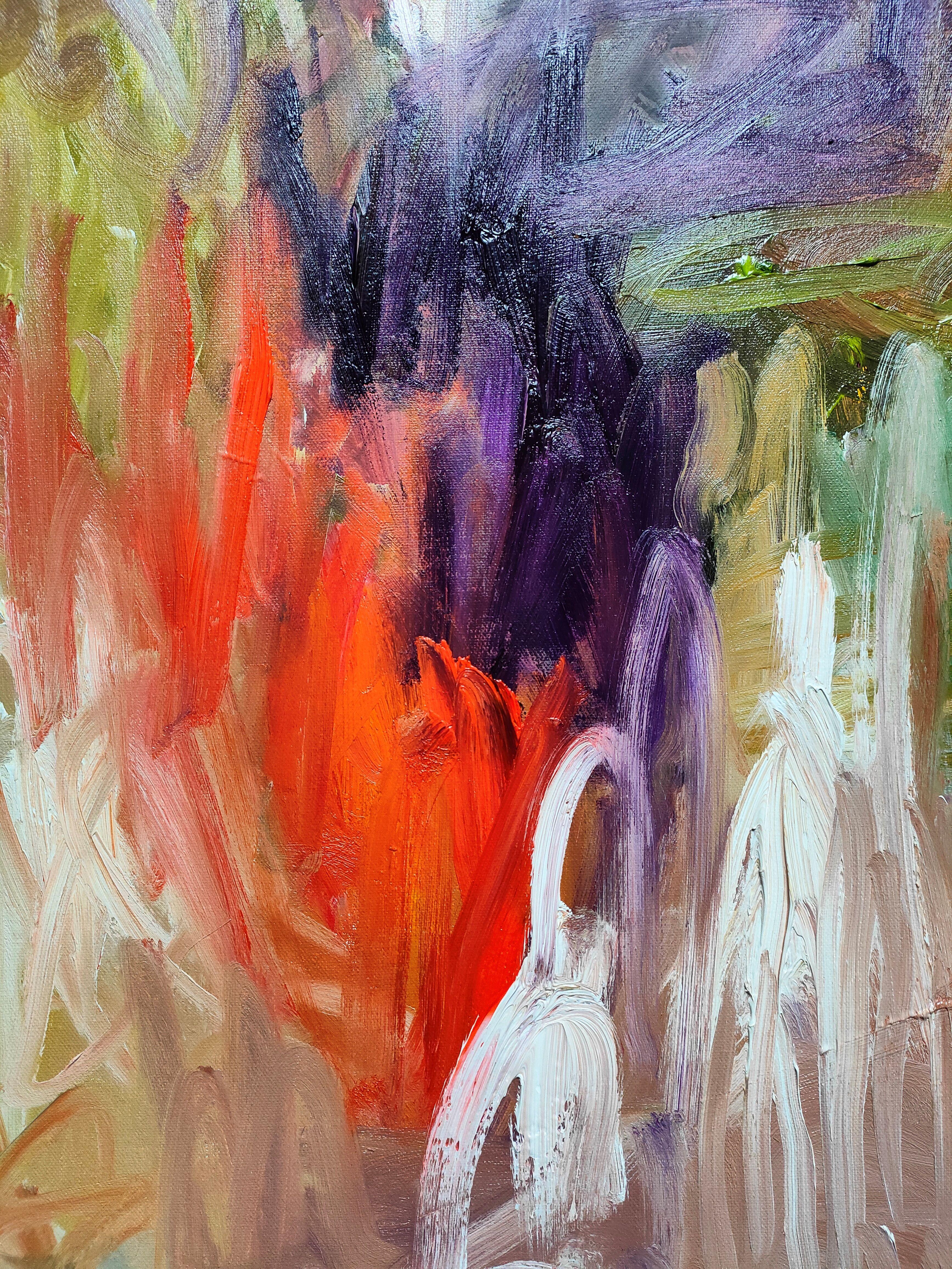 Lumi癡res florales, Pittura, Olio su tela - Painting di Emily STARCK