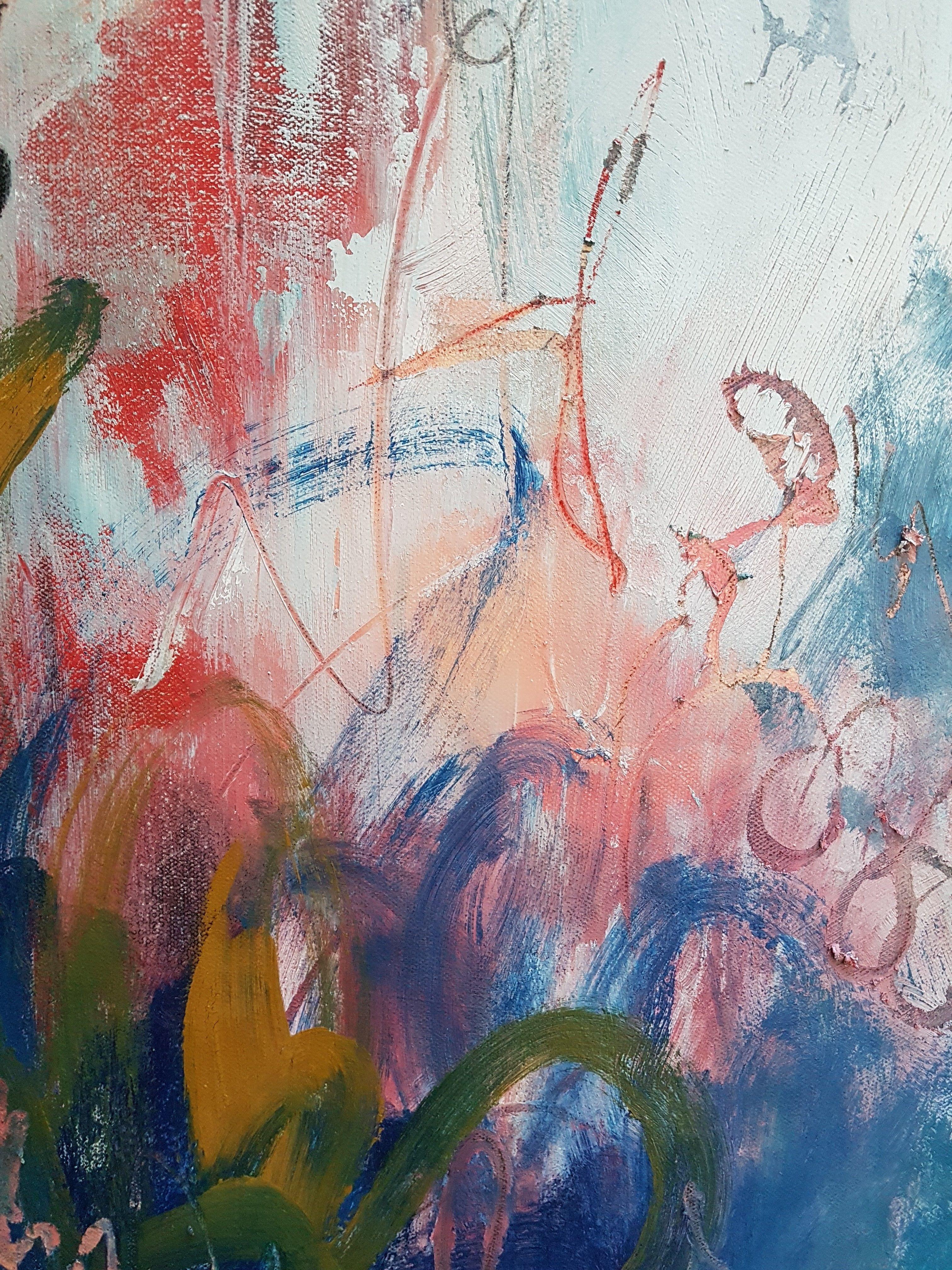 OdyssÃCe, Pittura, Acrilico su tela - Abstract Painting Grigio di Emily STARCK