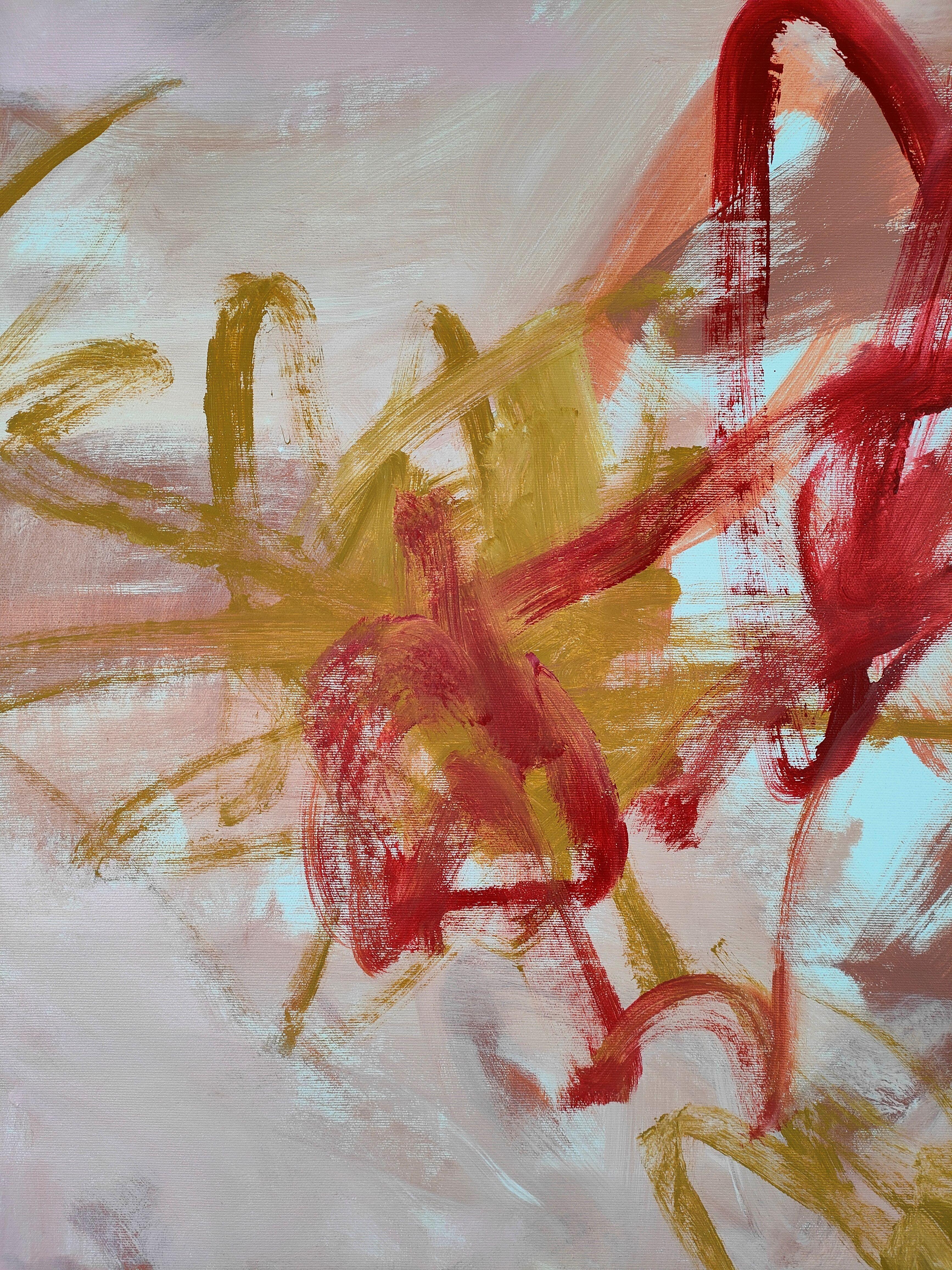Rosso e rosa, Pittura, Acrilico su tela - Painting Espressionismo astratto di Emily STARCK