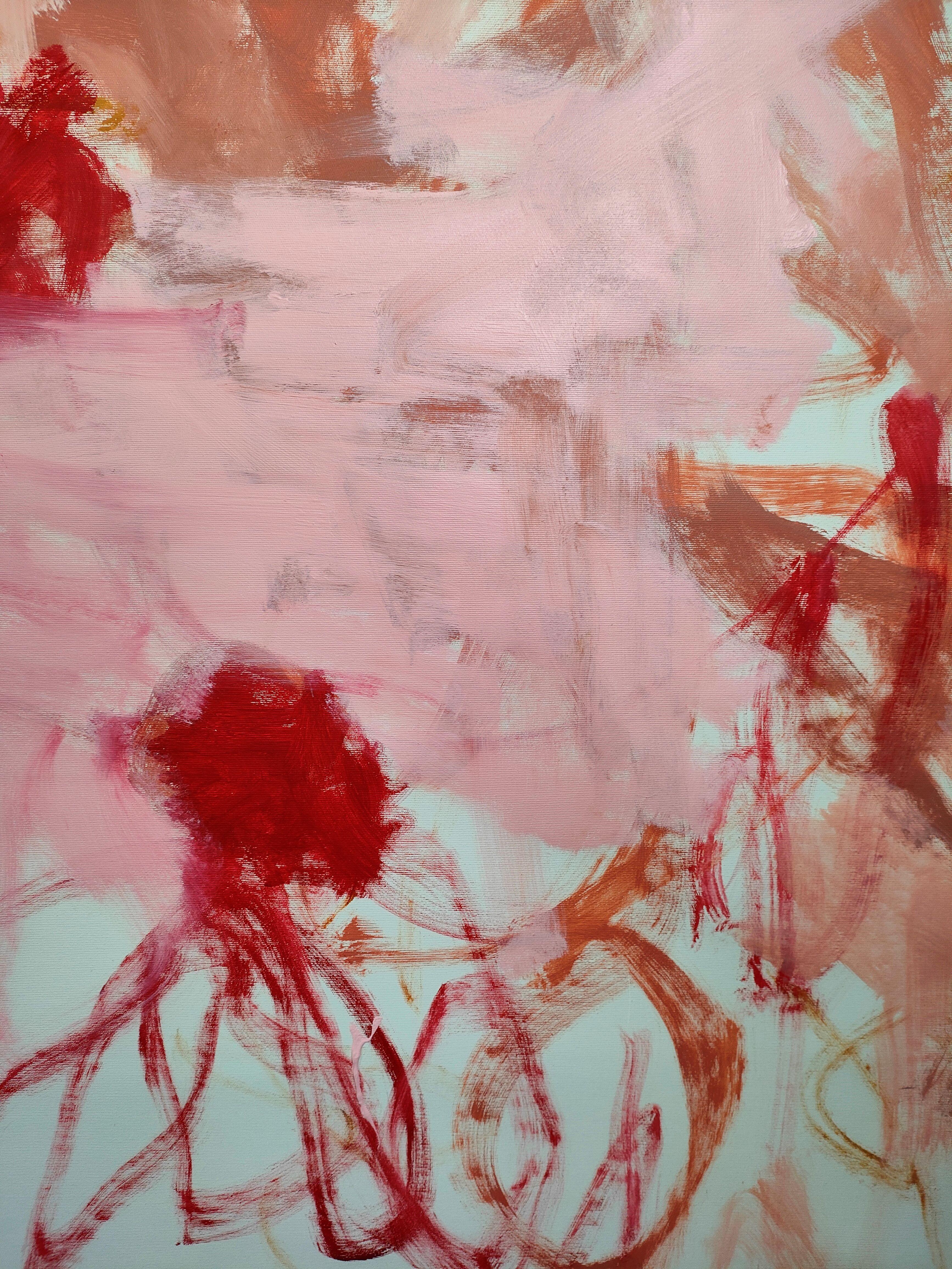 Rosso e rosa, Pittura, Acrilico su tela in vendita 1