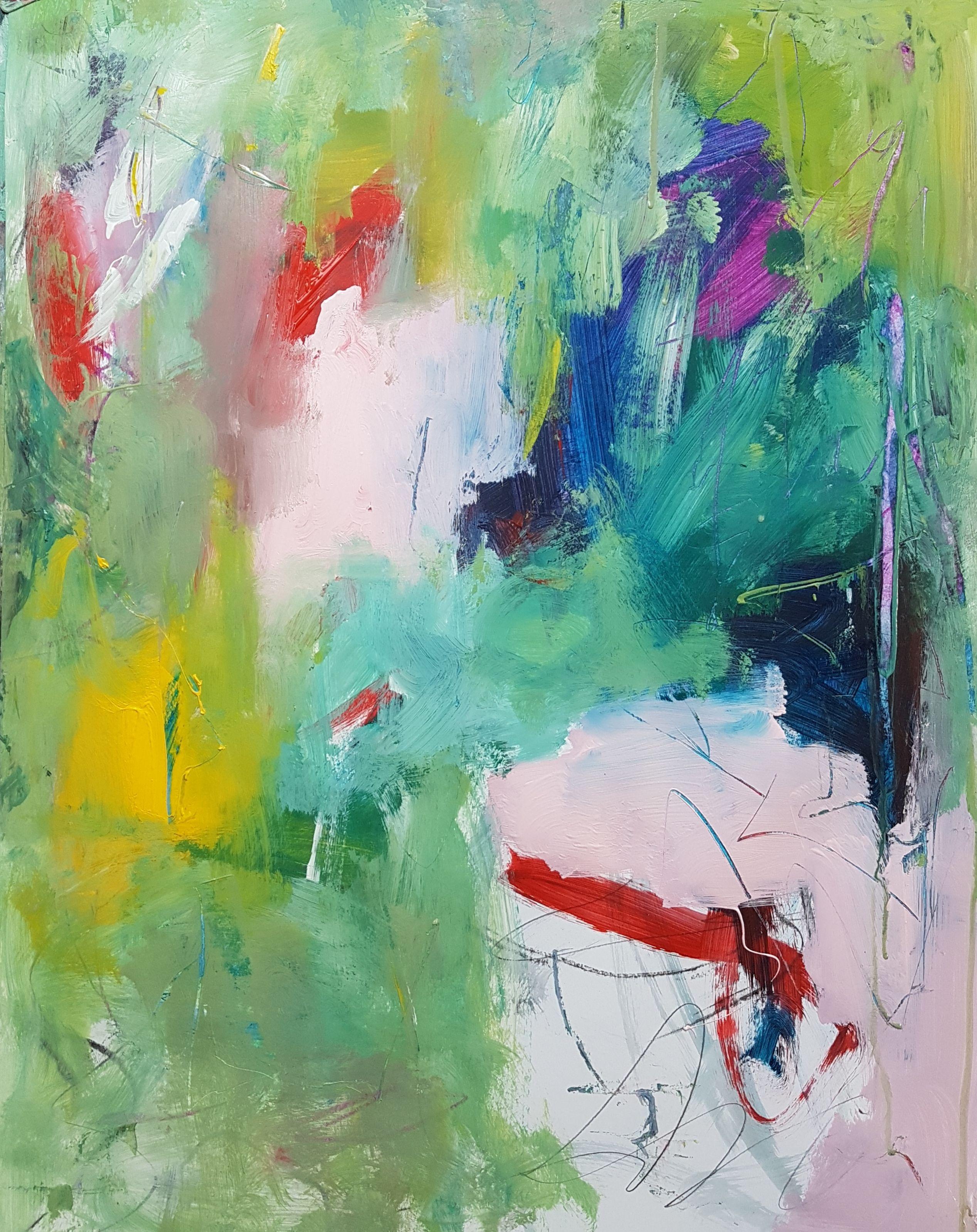 Emily STARCK Abstract Painting – Frühlingsstimmung, Gemälde, Acryl auf Papier
