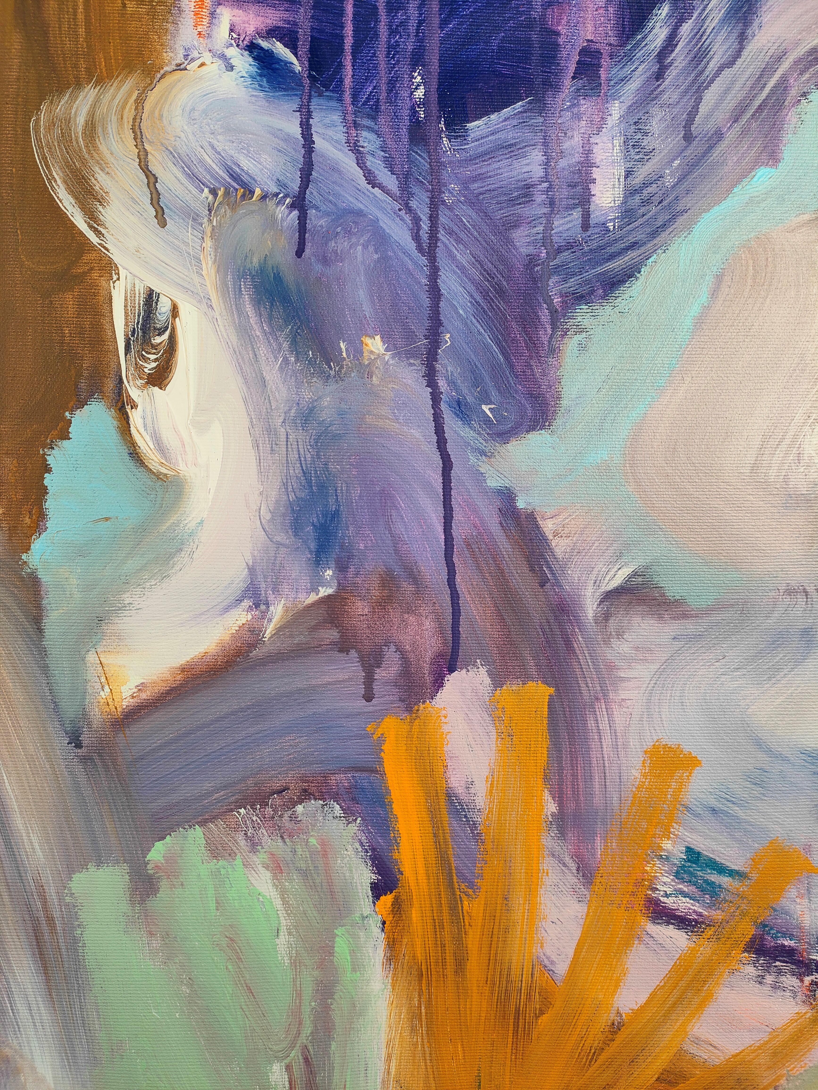 Die Frau mit dem Schal, Gemälde, Acryl auf Leinwand im Angebot 1
