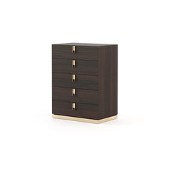 Contemporary wooden tallboy dresser with customisable metal structure