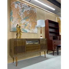 Emily Tan Copper and Sage Green Abstract Drip Painting with String