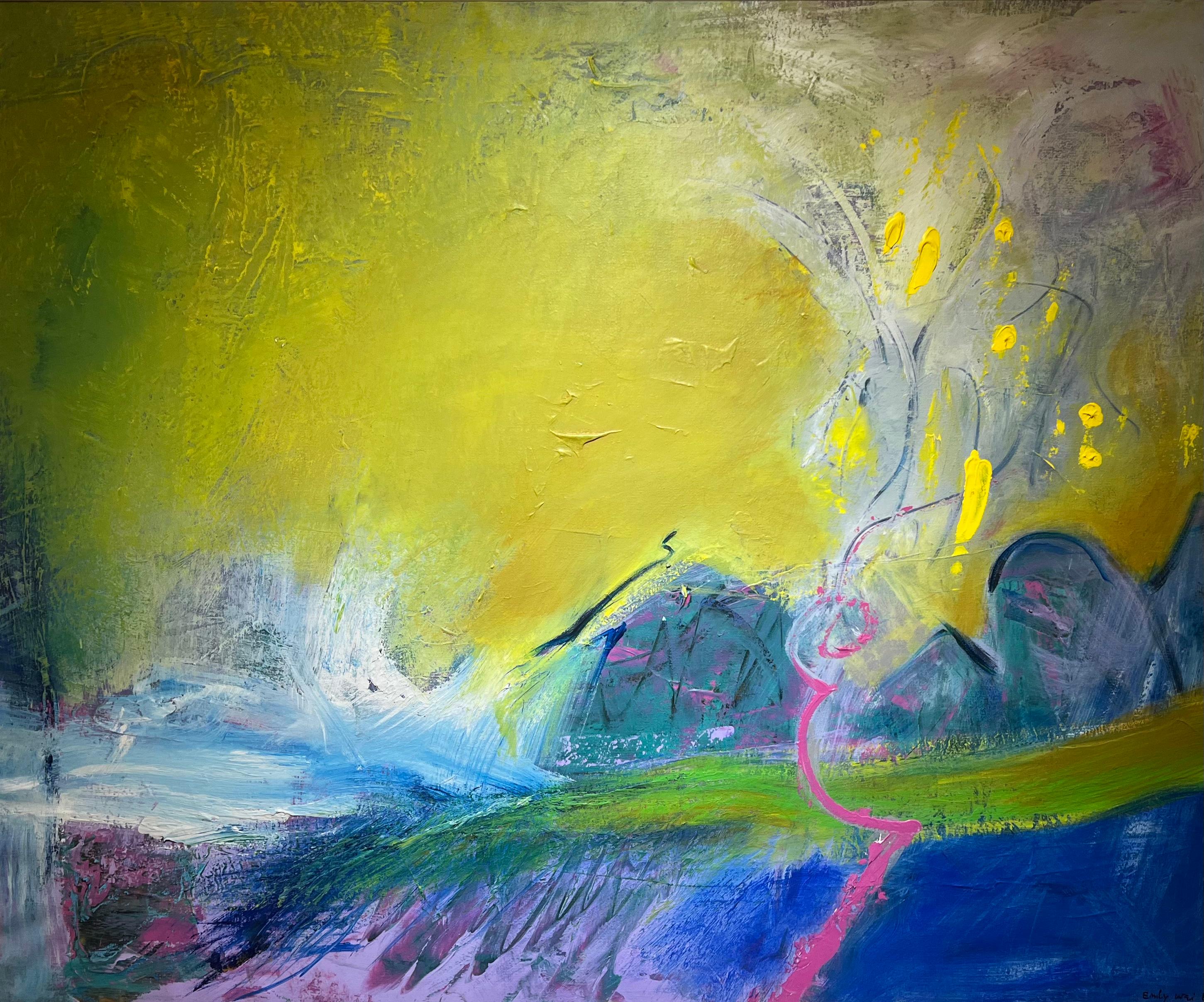 Ici, nous avons eu la chance de proposer une magnifique peinture abstraite d'Emily Wei, née en 1927.

La peinture représente une abstraction vibrante et colorée, signée et datée de 1988.  Le titre est 