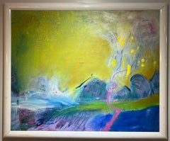 Vintage FEMALE Chinese Brazilian Contemporary Vibrant Abstract Painting “Expressions”