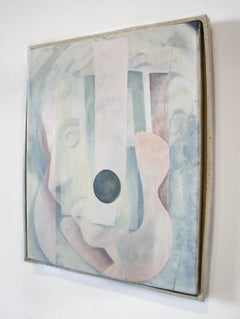 Synthesis- Canvas, Oil Paint, Contemporary, Framed, Greek, Statue, Blue, Pink