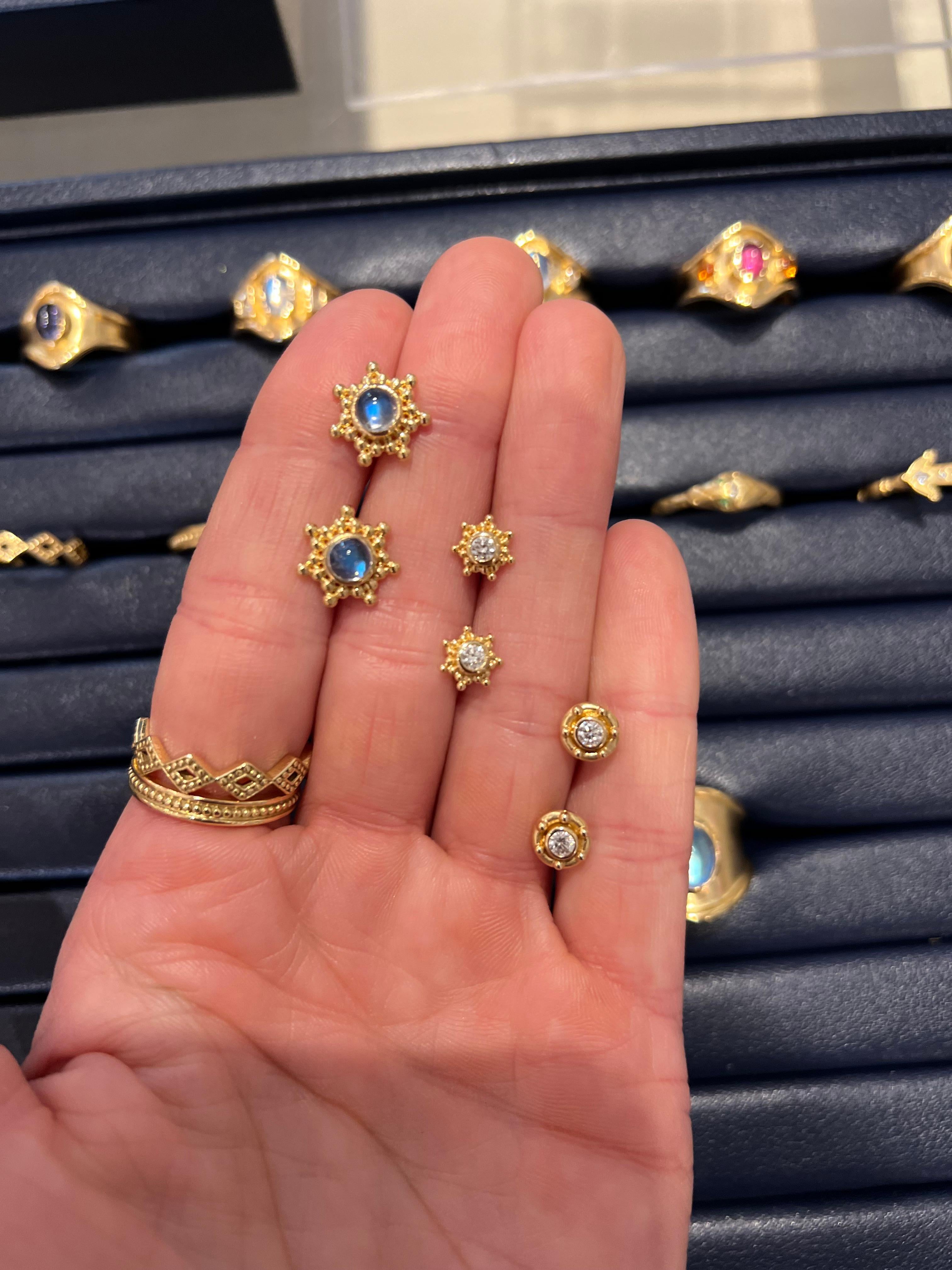 Classical Greek Granium Star Earrings in Diamond For Sale