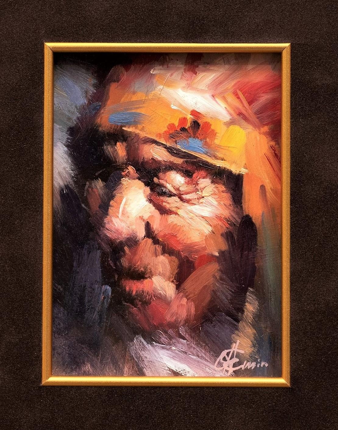 Retrato de nativo americano "Sabiduría" - Emin Abbasov (n. 1950, Azerbaiyán)
