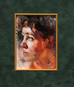"Portrait of Charlie" by Emin Abbasov (b. 1950, Azerbaijan), oil on cardboard