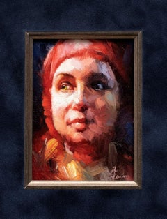 "Portrait of Nathalie" by Emin Abbasov (b. 1950, Azerbaijan), oil on cardboard