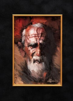 "Portrait of Paolo" by Emin Abbasov (b. 1950, Azerbaijan), oil on cardboard