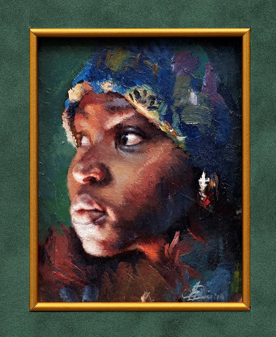 "Portrait of Serena" by Emin Abbasov (b. 1972, Azerbaijan), oil on cardboard