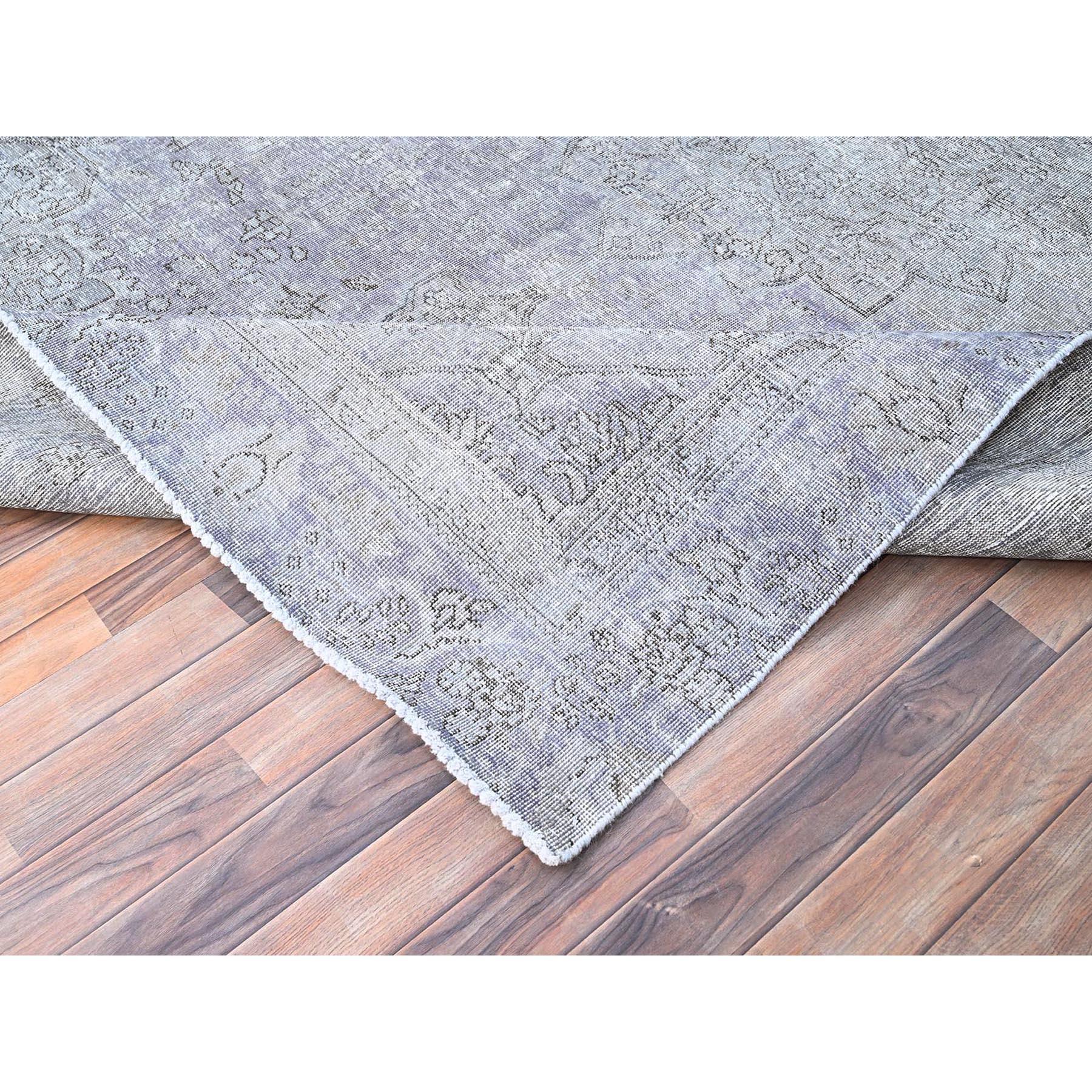 Eminence Purple Rustic Feel Wool Hand Knotted Old Persian Tabriz Worn Down Rug For Sale 2