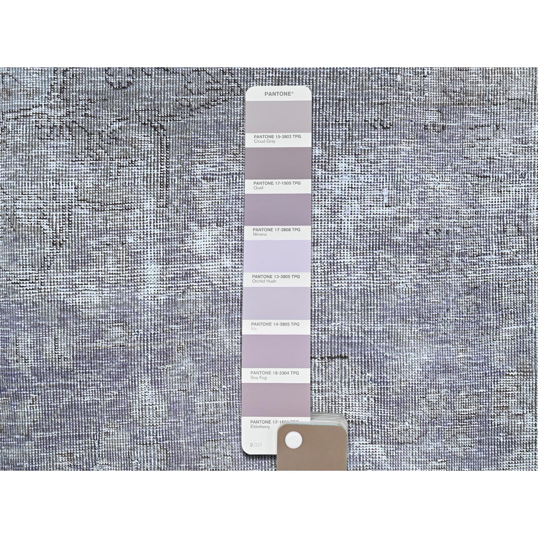 Eminence Purple Rustic Feel Wool Hand Knotted Old Persian Tabriz Worn Down Rug im Angebot 1