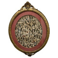 Eminent Women Color Lithograph Print, Victorian, Gilt Frame, 1856