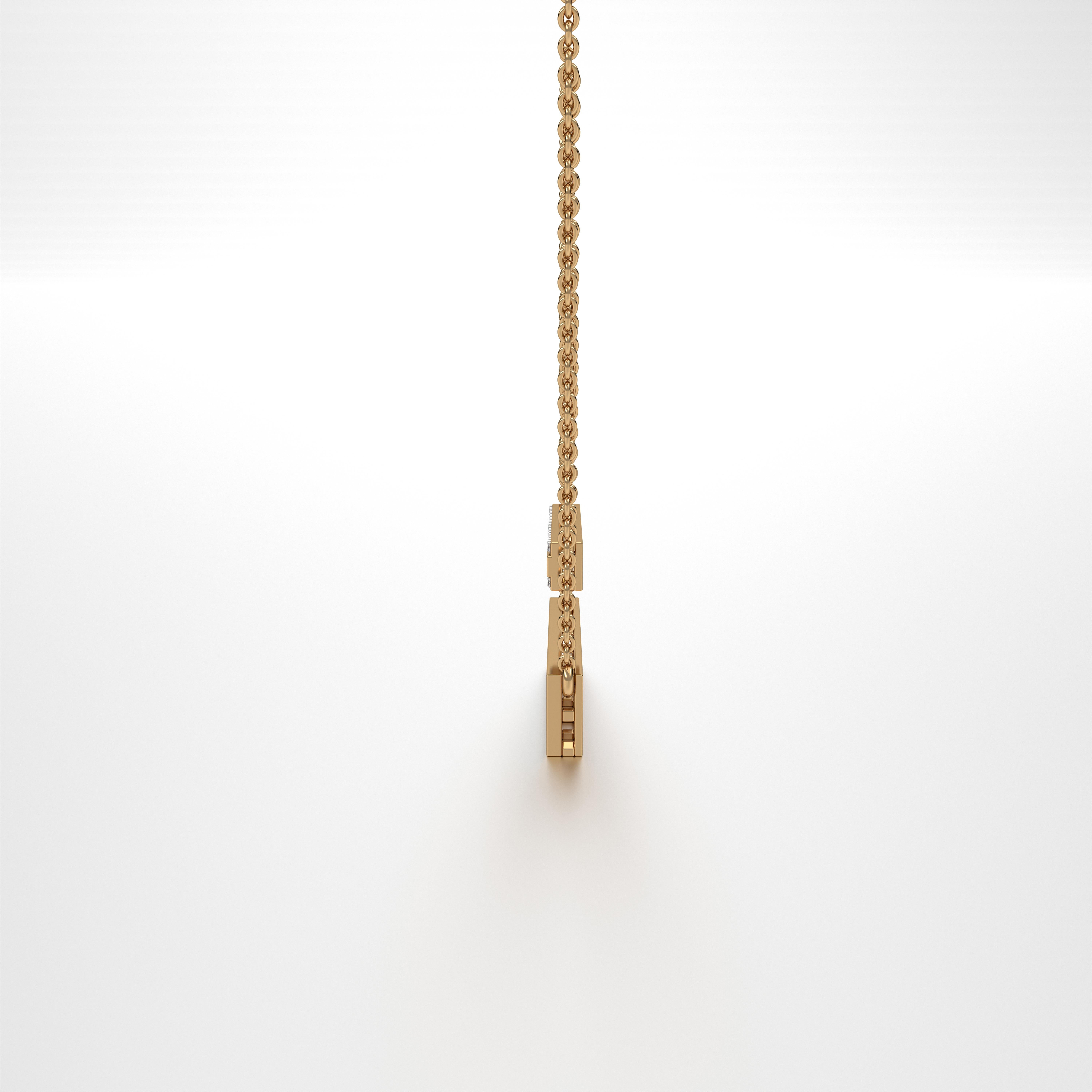 Taille ronde SOHNAA Pendentif double chaîne Miraas Emira à barre horizontale en or 18 carats, diamants et émail en vente